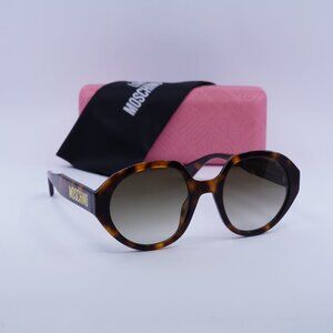 Moschino MOS126/S 005L 9K Round Sunglasses - Havana/Green